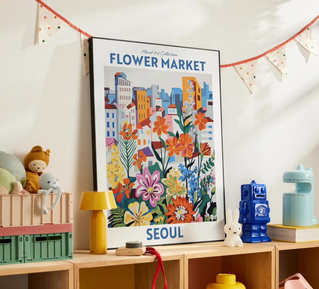 Mercato dei fiori, Seul, Corea del Sud, Viaggio botanico alluminio dibond da Peaches Art Prints