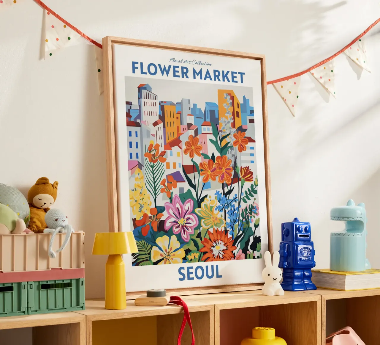 Mercato dei fiori, Seul, Corea del Sud, Viaggio botanico tela da Peaches Art Prints