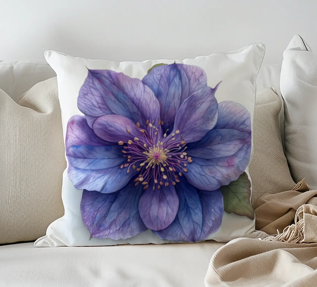 Columbine Flower 2 decorative cushion by Bold Blooms