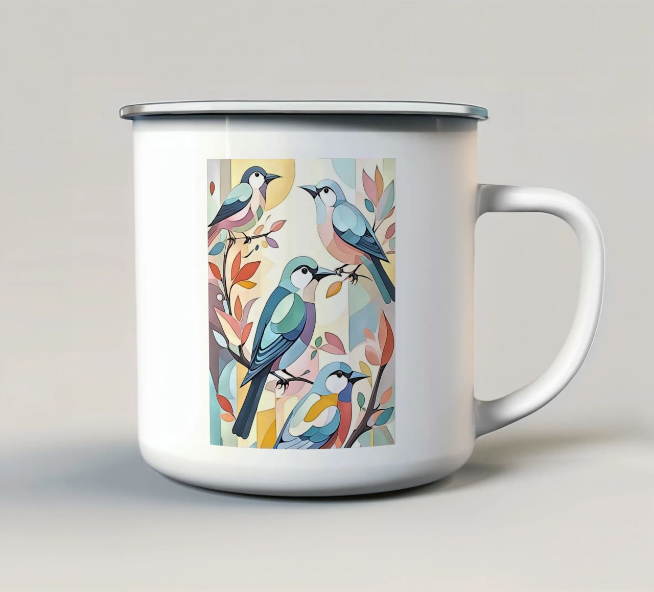 Uccelli in pastello #3 tazza in smalto da ZAMART - PopArt