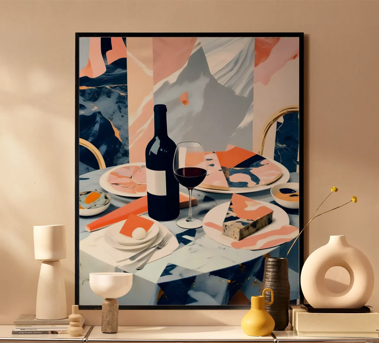 Pranzo in marmo italiano poster con telaio in plastica da 83oranges