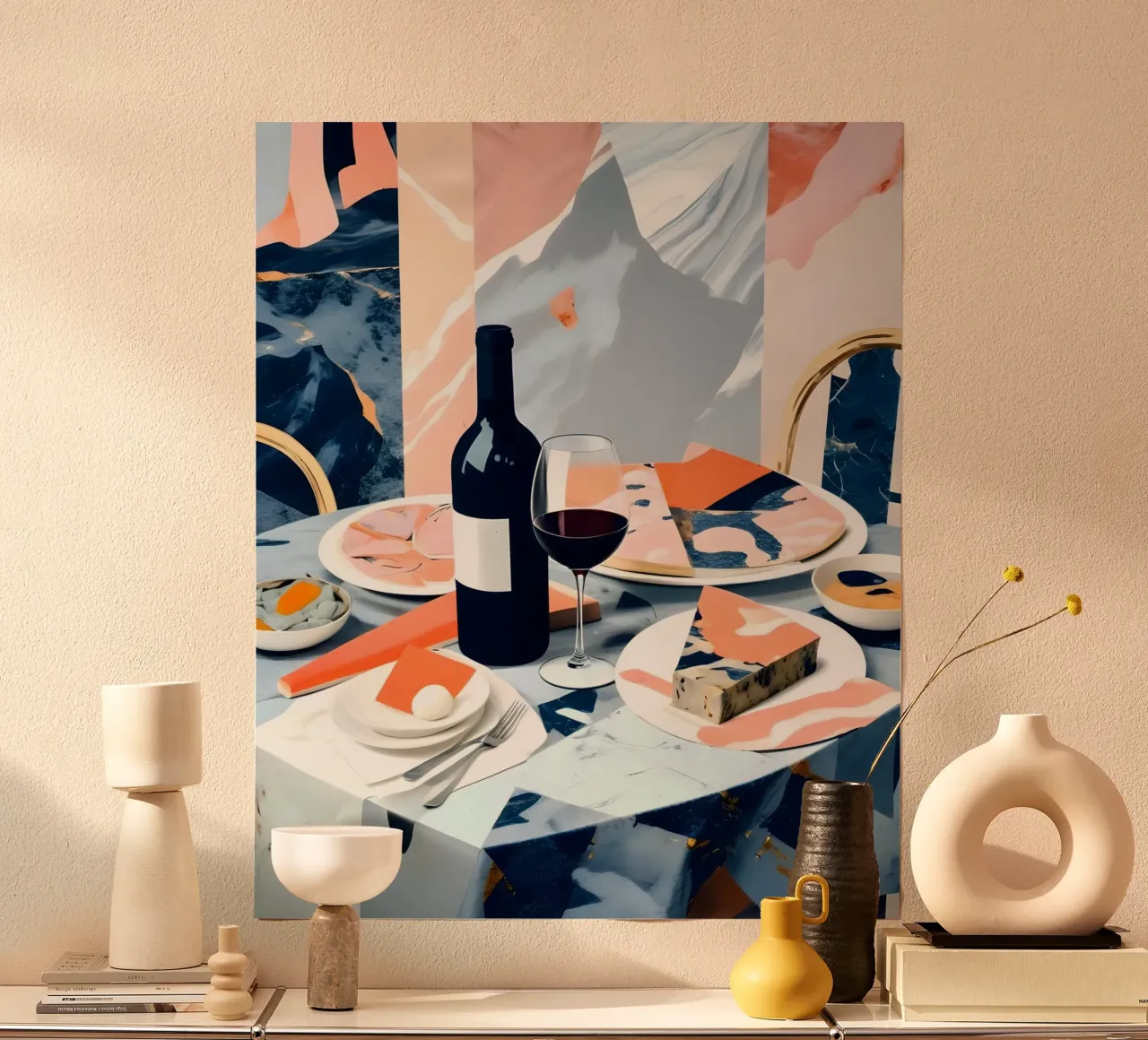 Pranzo in marmo italiano poster con telaio in plastica da 83oranges
