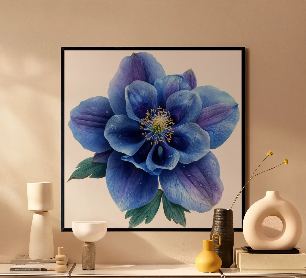 Fiore di aquilegia 3 poster con telaio in legno da Bold Blooms