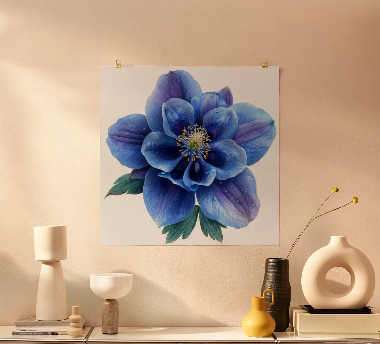 Fiore di aquilegia 3 poster con telaio in legno da Bold Blooms