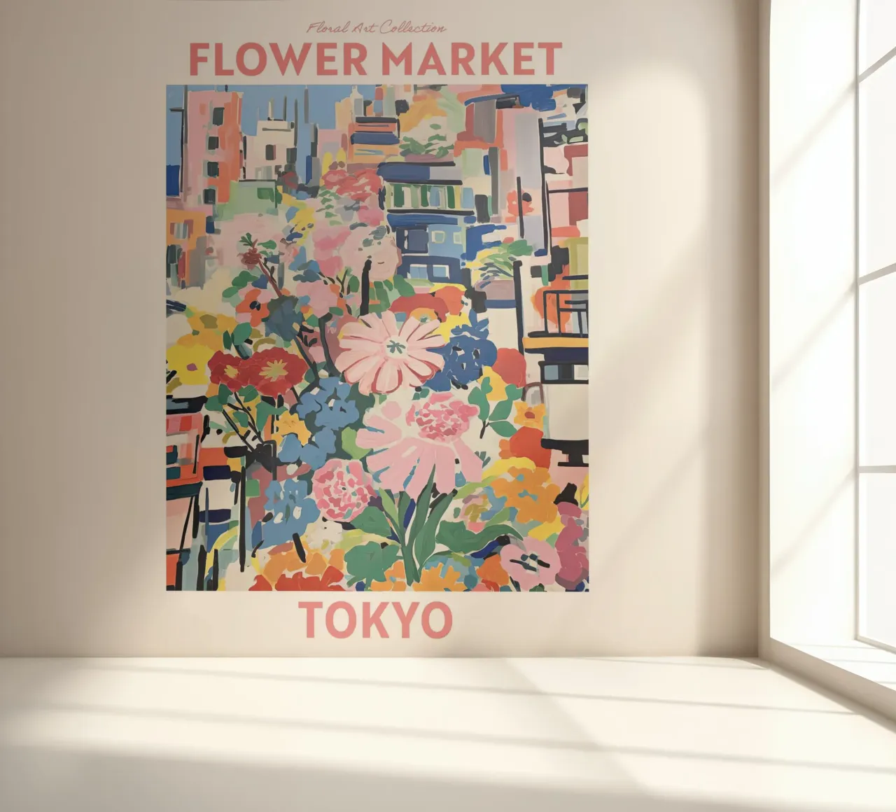 Flower Market, Tokyo, Japan, Cherry Blossom Travel Botanical photo wallpaper by Peaches Art Prints