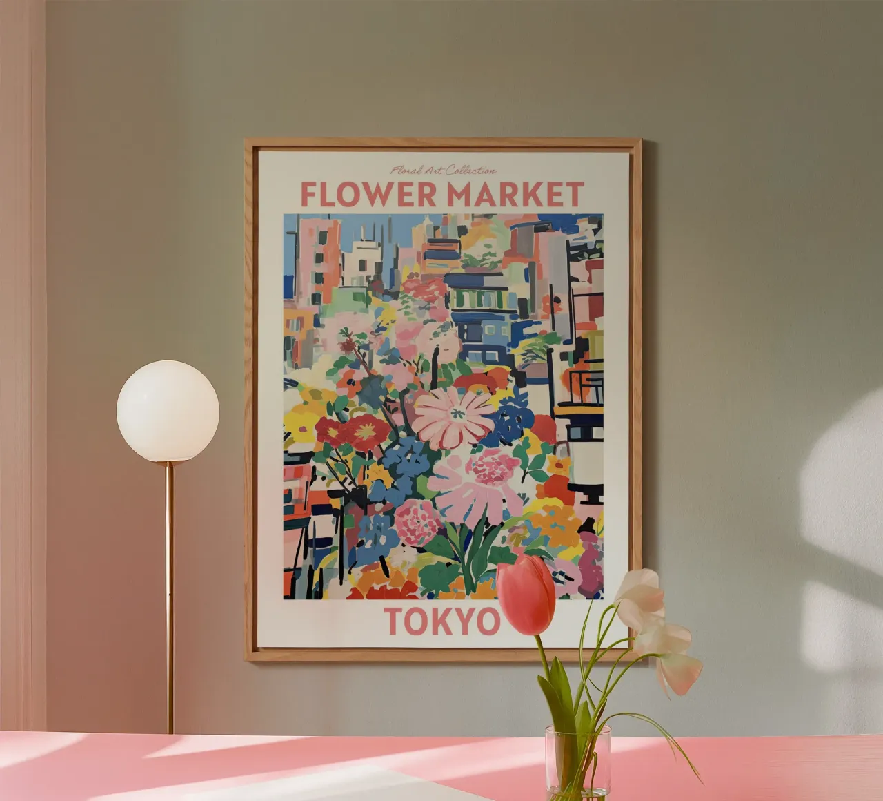 Mercato dei fiori, Tokyo, Giappone, fiori di ciliegio, viaggio botanico alluminio dibond da Peaches Art Prints