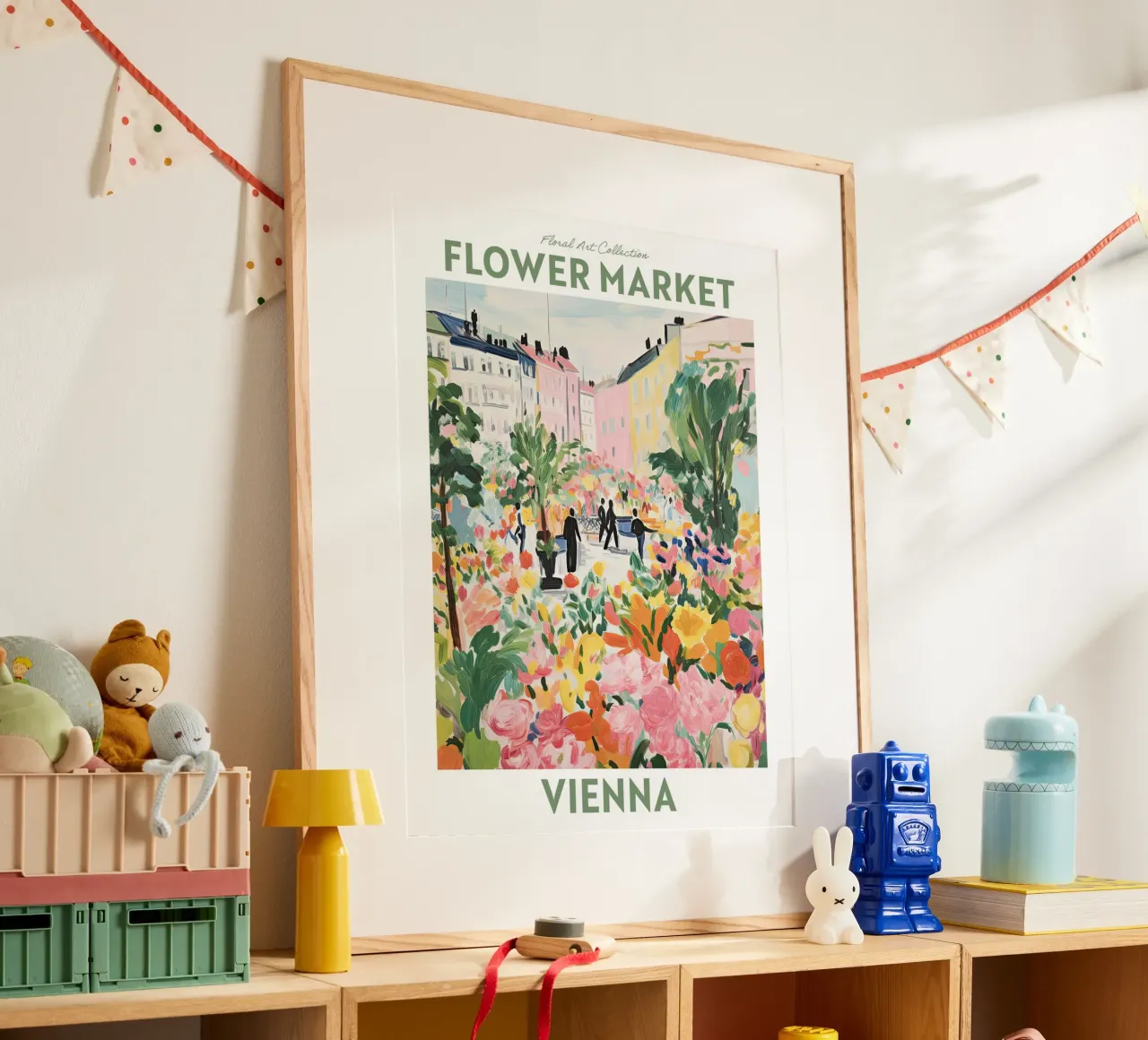 Mercato dei fiori, Vienna, Austria, Viaggio Botanico poster con telaio in alluminio da Peaches Art Prints