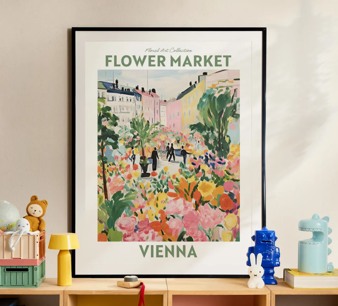 Mercato dei fiori, Vienna, Austria, Viaggio Botanico poster con telaio in alluminio da Peaches Art Prints