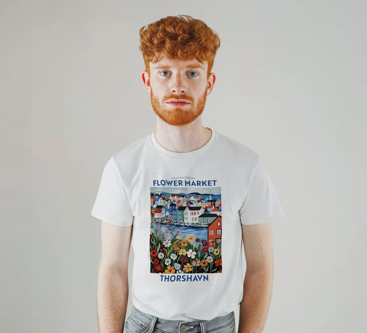 Mercato dei fiori, Tórshavn, Isole Faroe, Viaggio botanico t-shirt da Peaches Art Prints