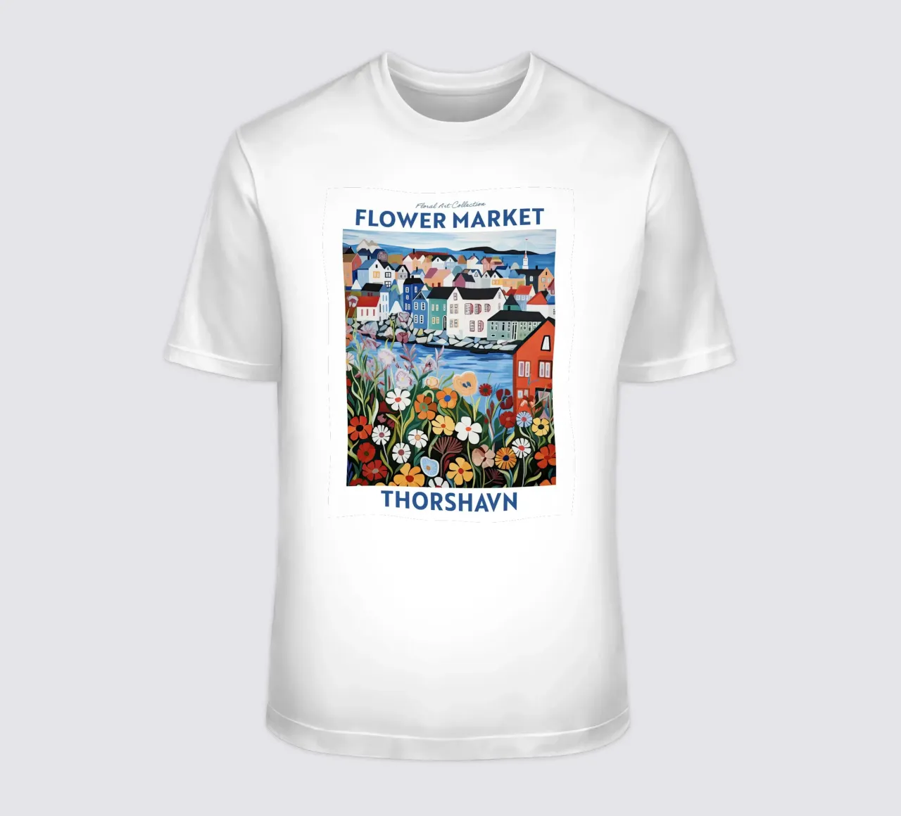 Mercato dei fiori, Tórshavn, Isole Faroe, Viaggio botanico t-shirt da Peaches Art Prints