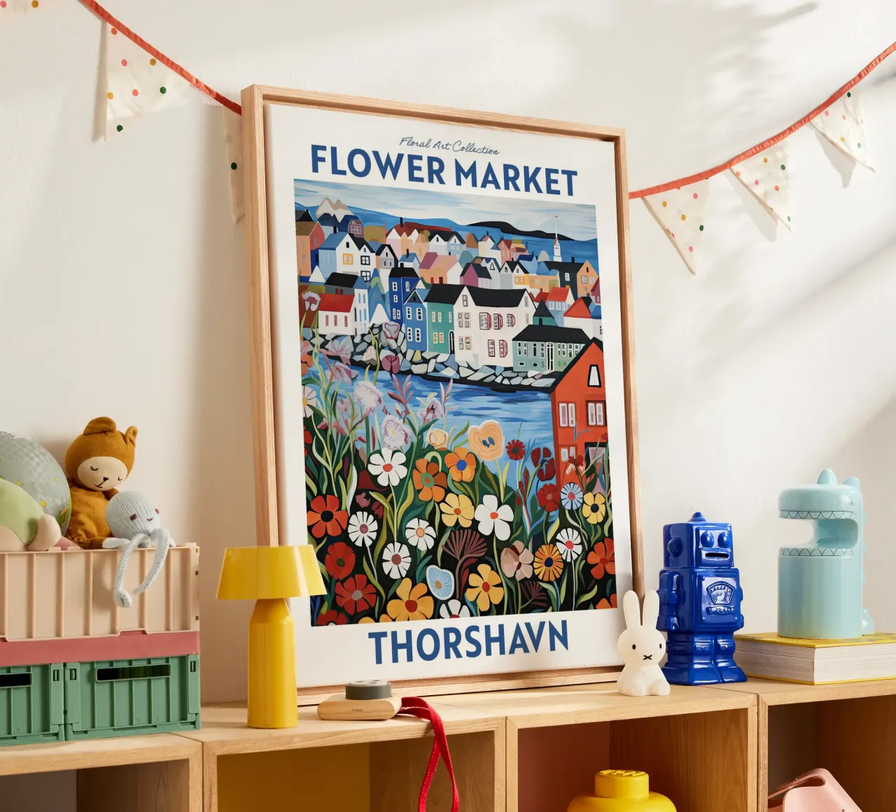 Bloemenmarkt, Tórshavn, Faeröer, Reizen botanisch canvas van Peaches Art Prints