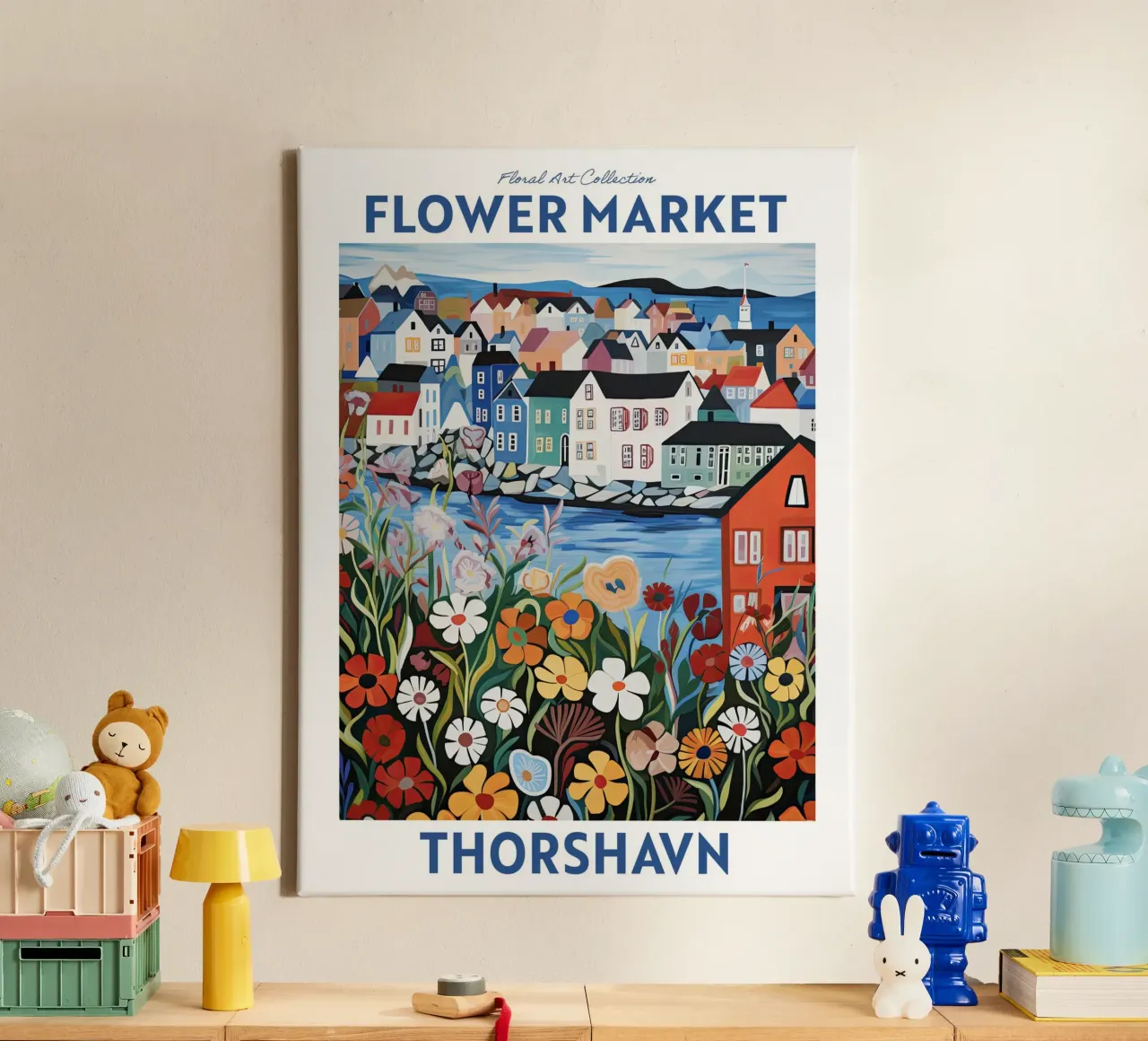 Bloemenmarkt, Tórshavn, Faeröer, Reizen botanisch canvas van Peaches Art Prints
