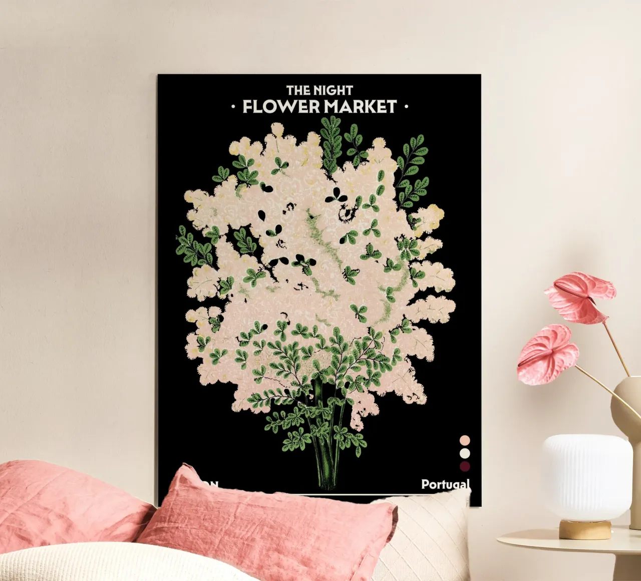Mercato notturno dei fiori - Vintage Botanical Lisbona, Portogallo poster da Peaches Art Prints