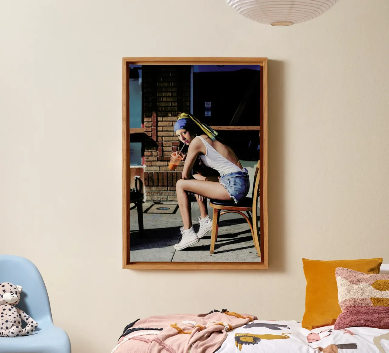 Girl with Pearl Earring Chillout Mode tela con Cornice a cassetta da Paste in Place