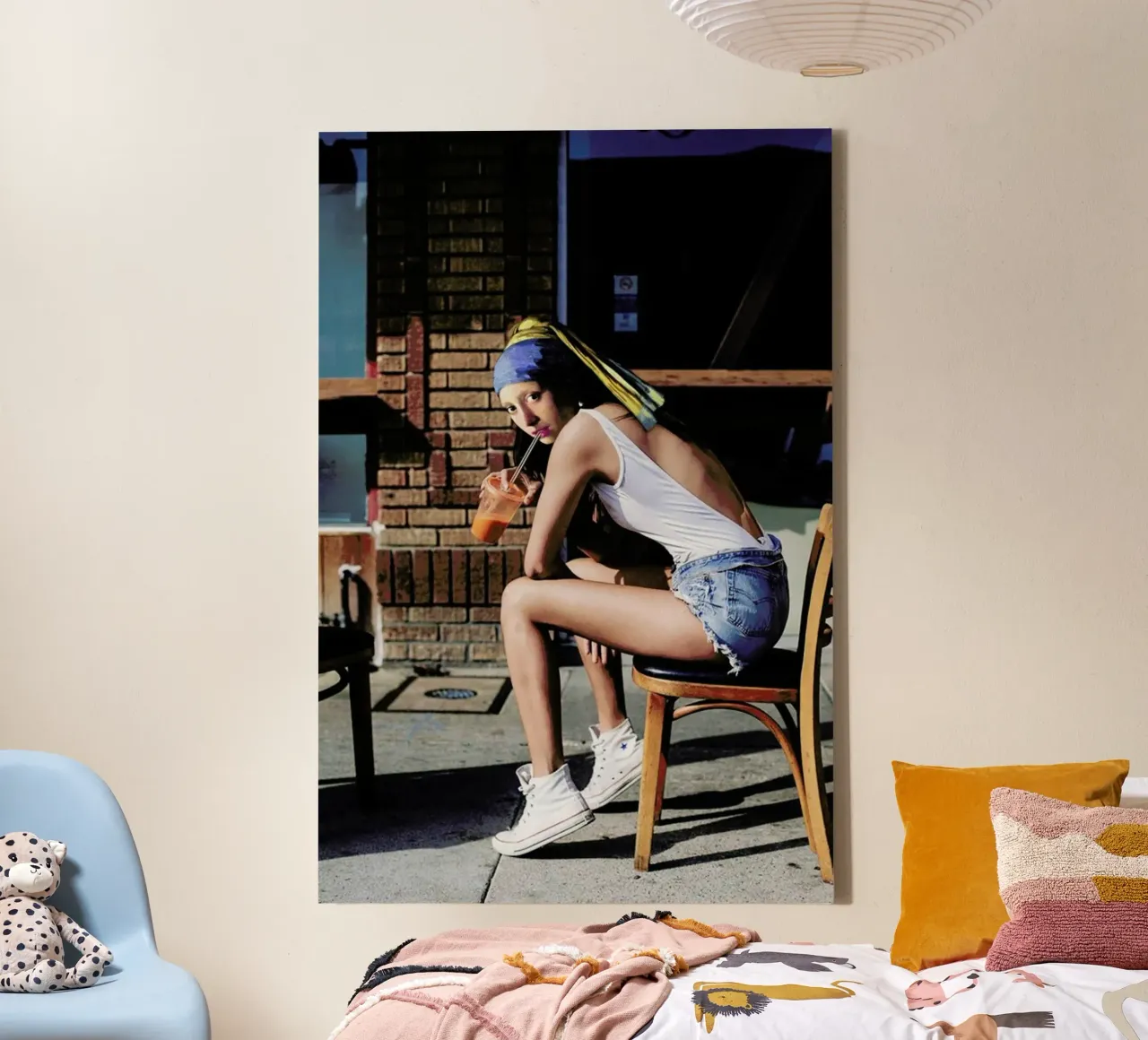 Girl with Pearl Earring Chillout Mode tela con Cornice a cassetta da Paste in Place