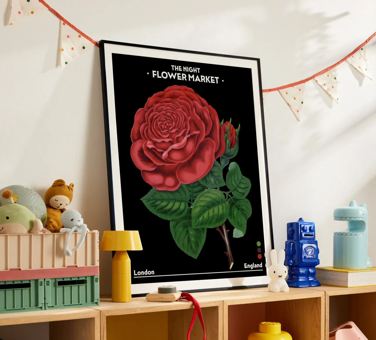 Mercato notturno dei fiori - Vintage Botanical, Londra, Inghilterra poster da Peaches Art Prints