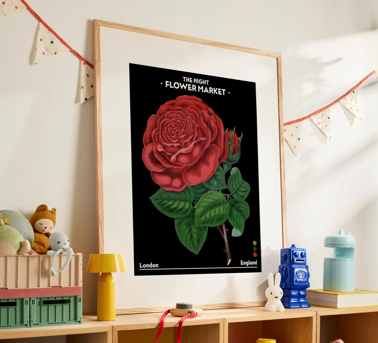 Mercato notturno dei fiori - Vintage Botanical, Londra, Inghilterra poster da Peaches Art Prints