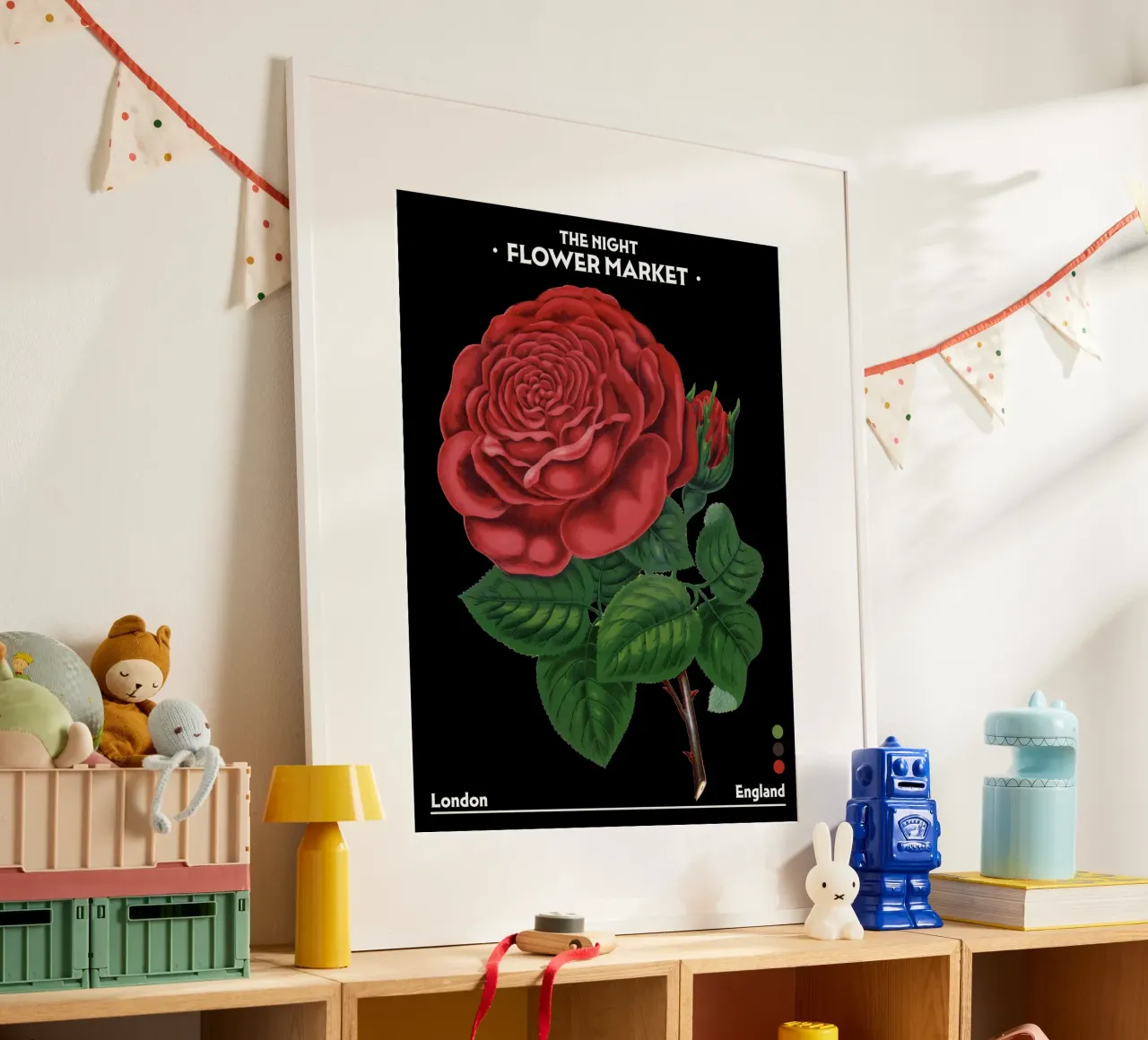Mercato notturno dei fiori - Vintage Botanical, Londra, Inghilterra poster da Peaches Art Prints