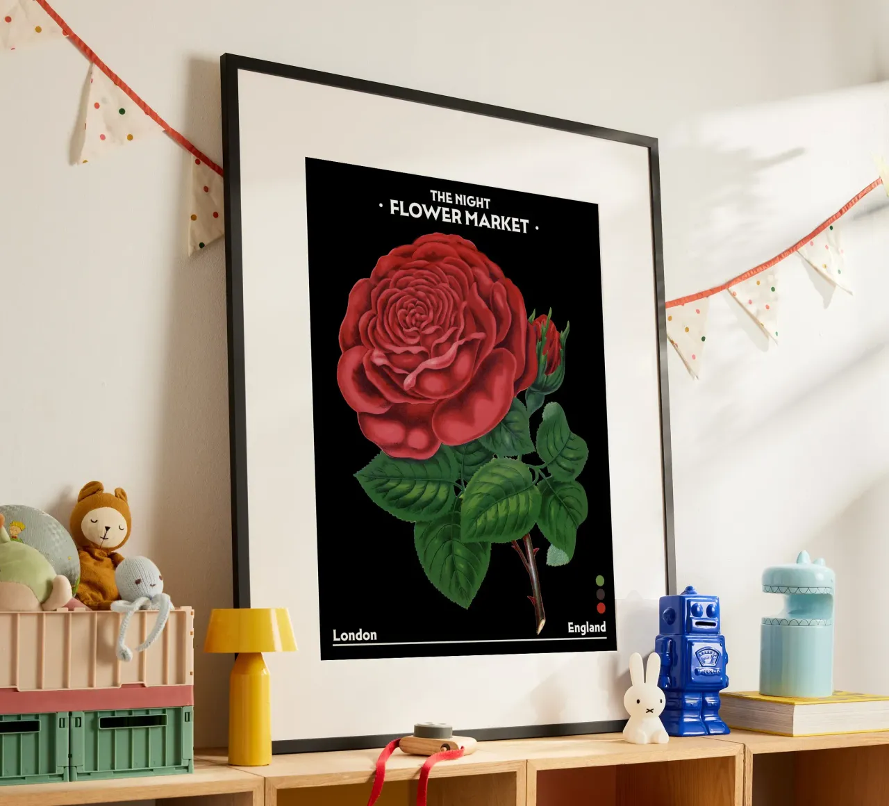 Mercato notturno dei fiori - Vintage Botanical, Londra, Inghilterra poster da Peaches Art Prints