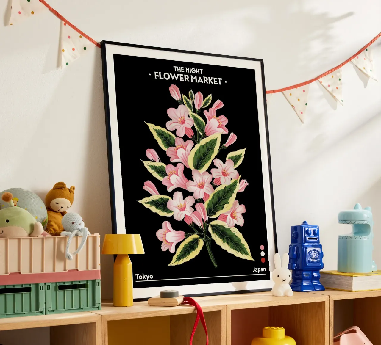 Mercato notturno dei fiori - Vintage Botanical, Tokyo, Giappone poster da Peaches Art Prints