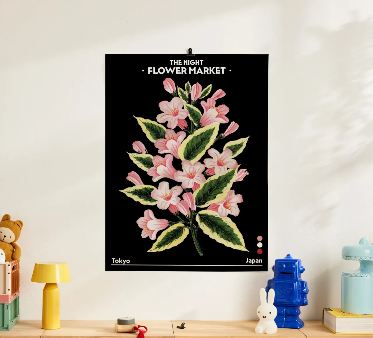 Mercato notturno dei fiori - Vintage Botanical, Tokyo, Giappone poster da Peaches Art Prints