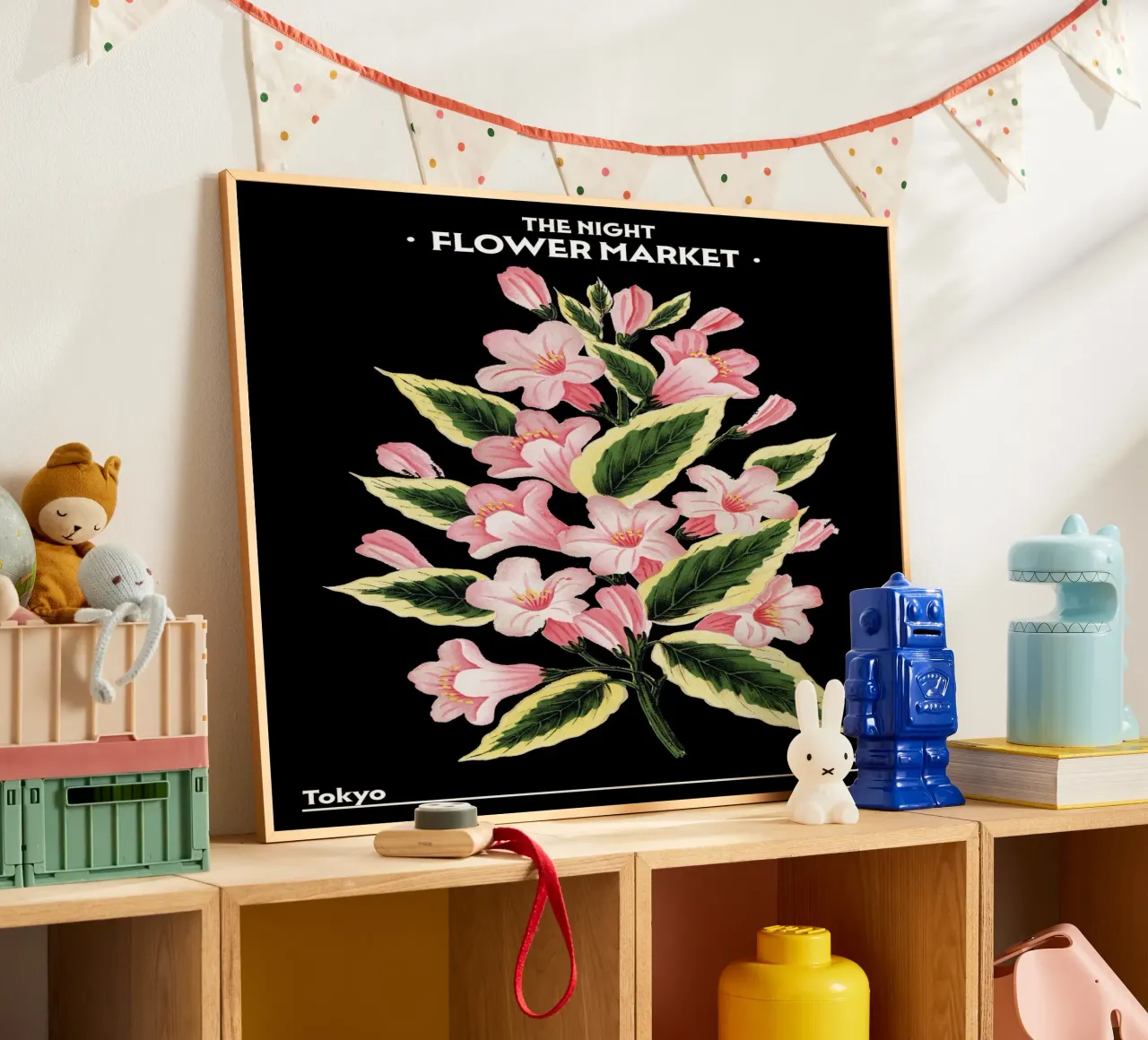 Mercato notturno dei fiori - Vintage Botanical, Tokyo, Giappone poster da Peaches Art Prints