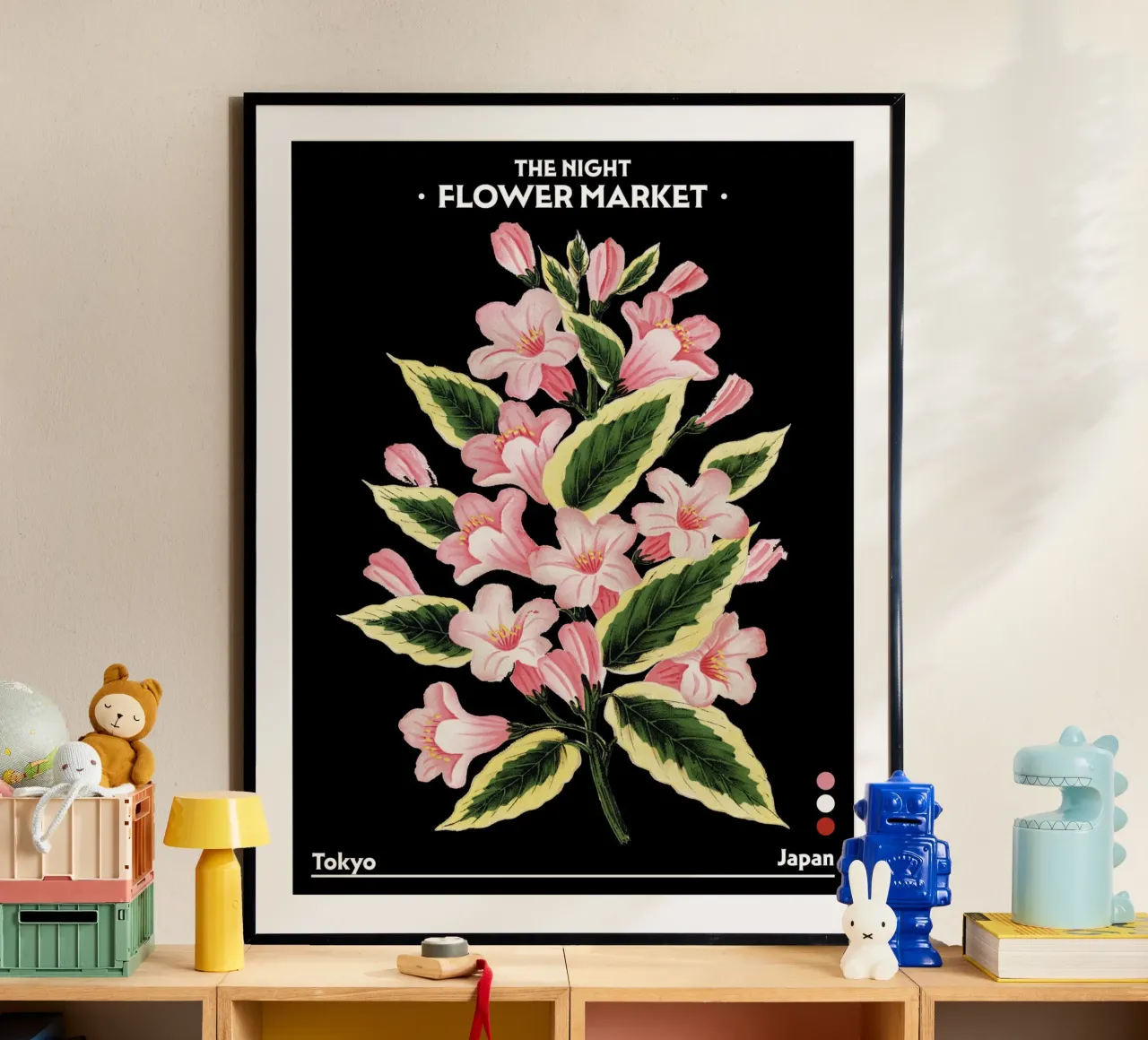 Mercato notturno dei fiori - Vintage Botanical, Tokyo, Giappone poster da Peaches Art Prints