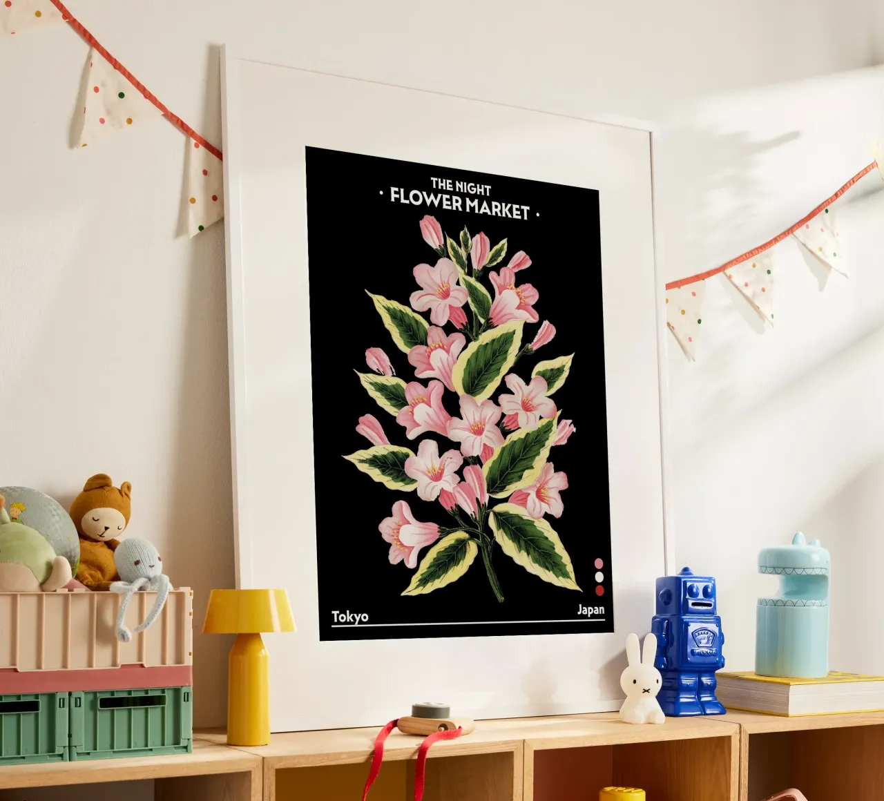 Mercato notturno dei fiori - Vintage Botanical, Tokyo, Giappone poster da Peaches Art Prints