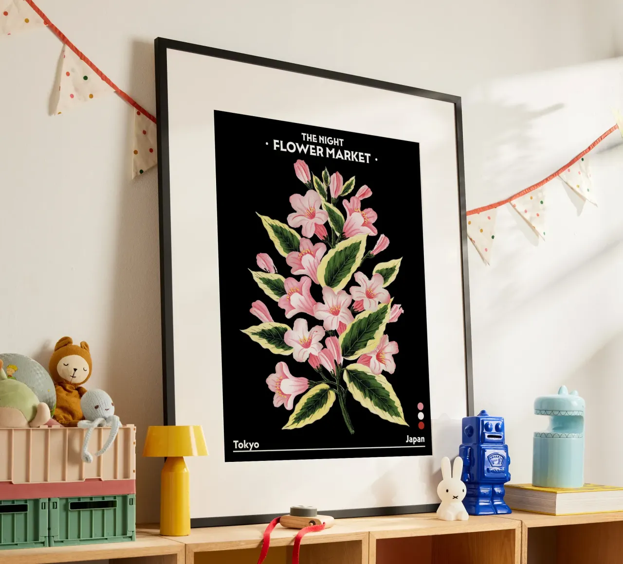 Mercato notturno dei fiori - Vintage Botanical, Tokyo, Giappone poster da Peaches Art Prints