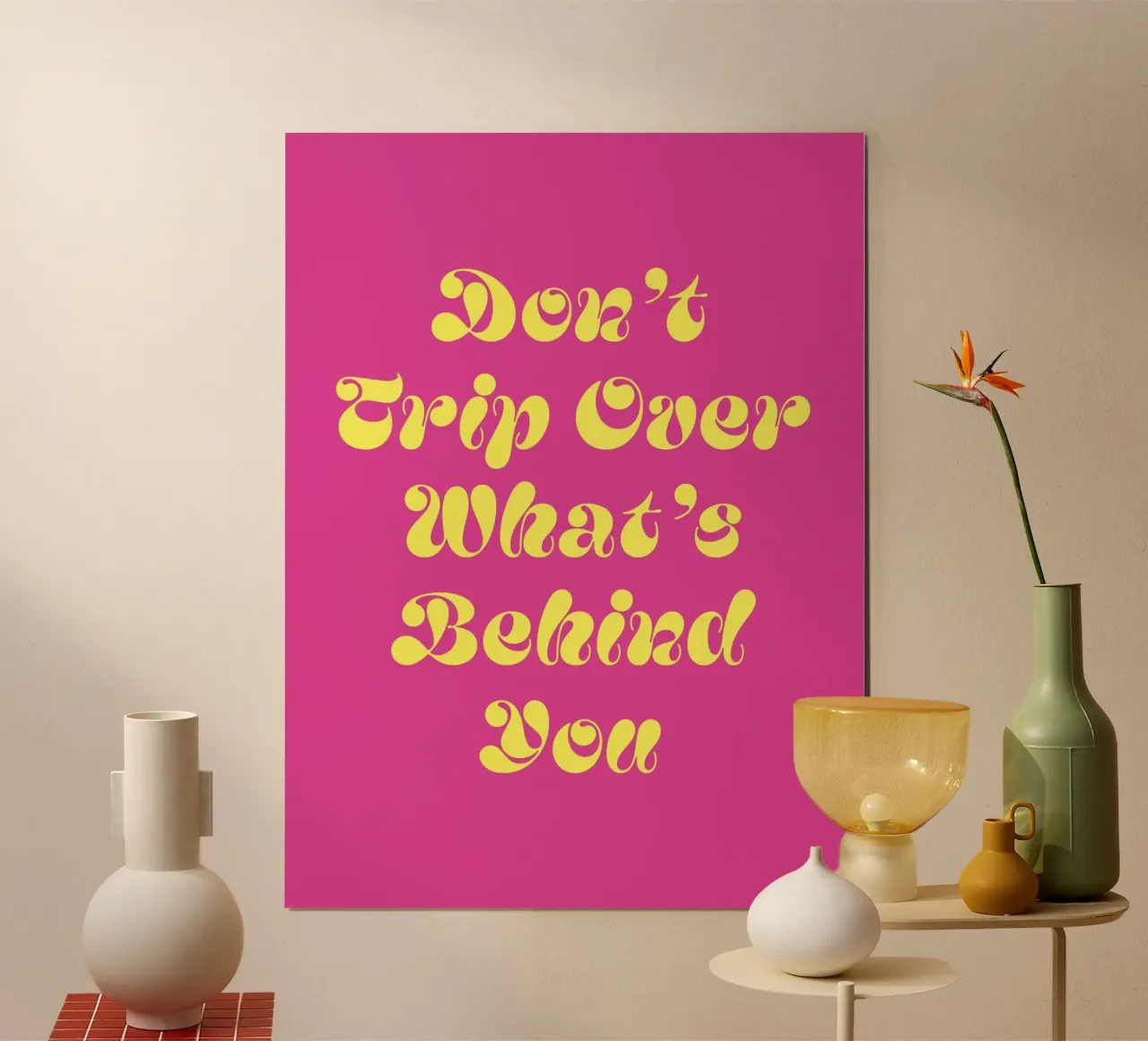 Stolpere nicht über das, was hinter dir ist Zitat (Pink Tone) Hahnemühle von Paigaam Studio