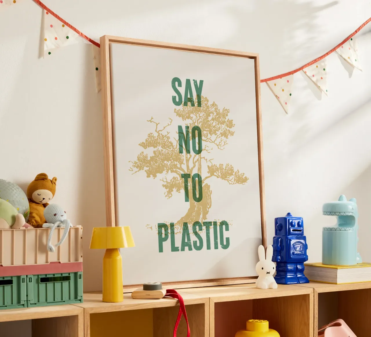 Dite no alla plastica tela con Cornice a cassetta da Vintagrafica