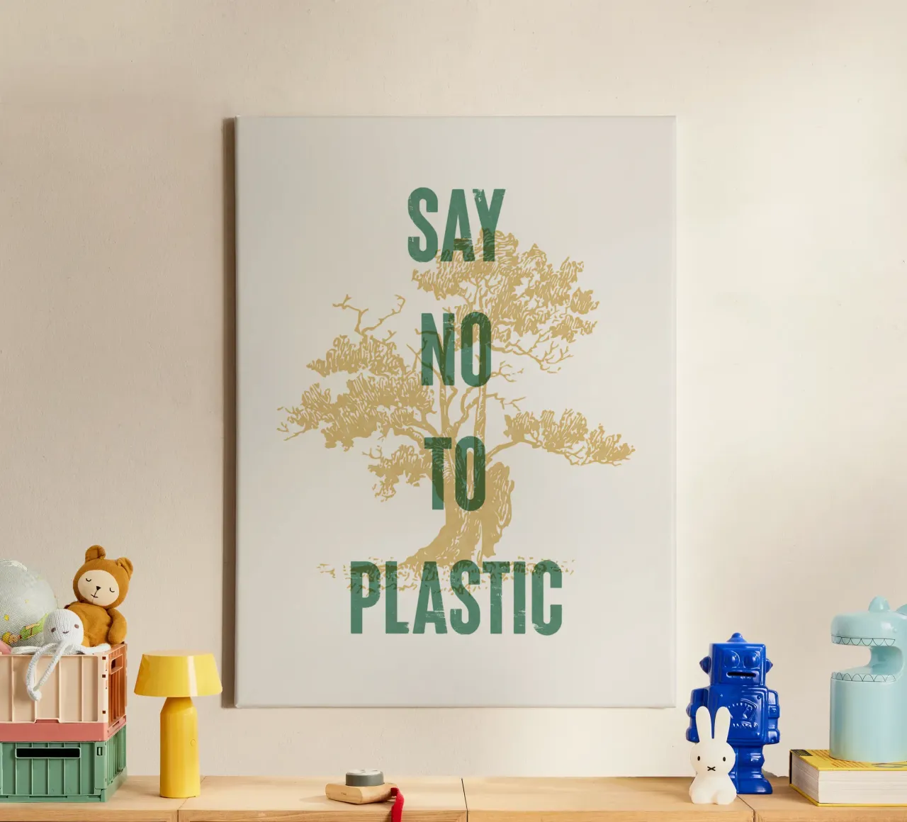 Dite no alla plastica tela con Cornice a cassetta da Vintagrafica