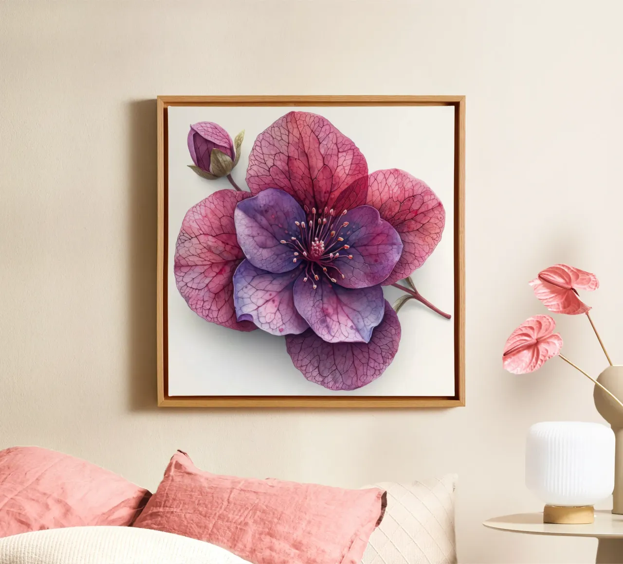 Campane di corallo Fiore 4 tela con Cornice a cassetta da Bold Blooms