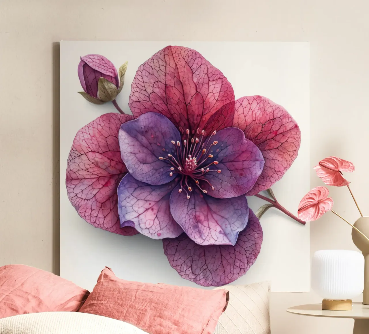 Campane di corallo Fiore 4 tela con Cornice a cassetta da Bold Blooms