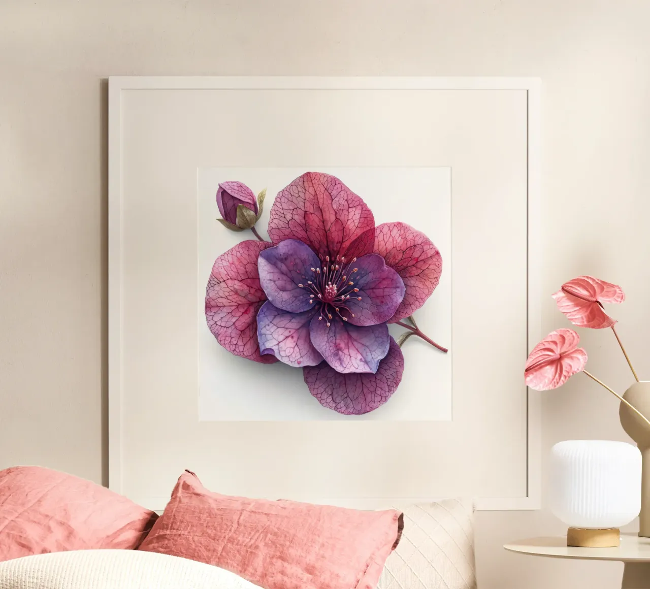 Campane di corallo Fiore 4 poster con telaio in alluminio da Bold Blooms