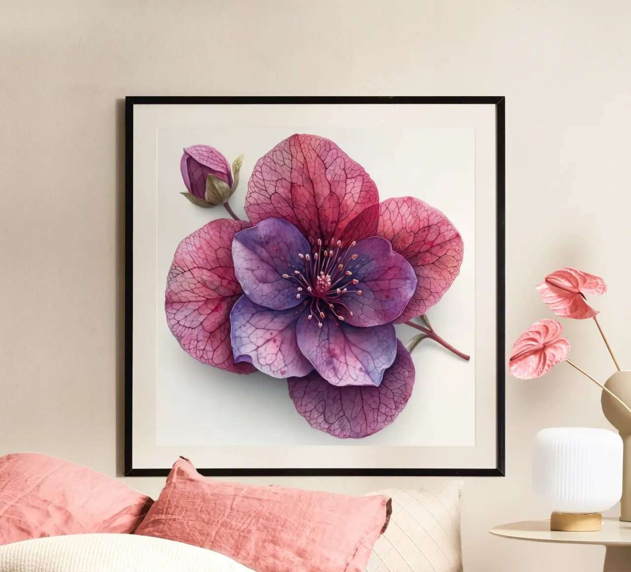 Campane di corallo Fiore 4 poster con telaio in alluminio da Bold Blooms