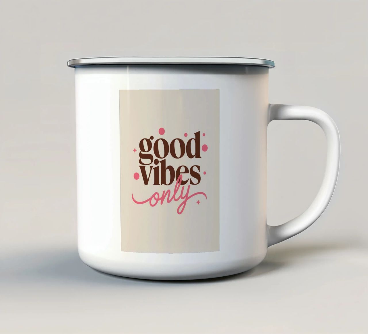 SOLO BUONE VIBRAZIONI tazza in smalto da logic