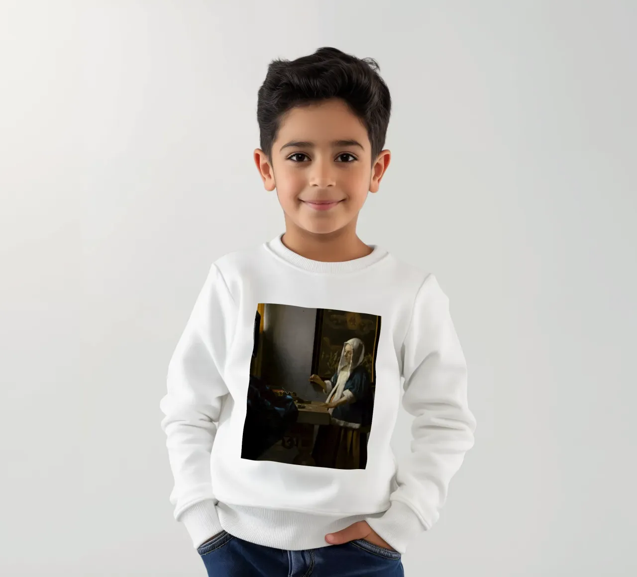 Johannes Vermeer - Mujer sosteniendo una balanza sudadera para niño de William Store