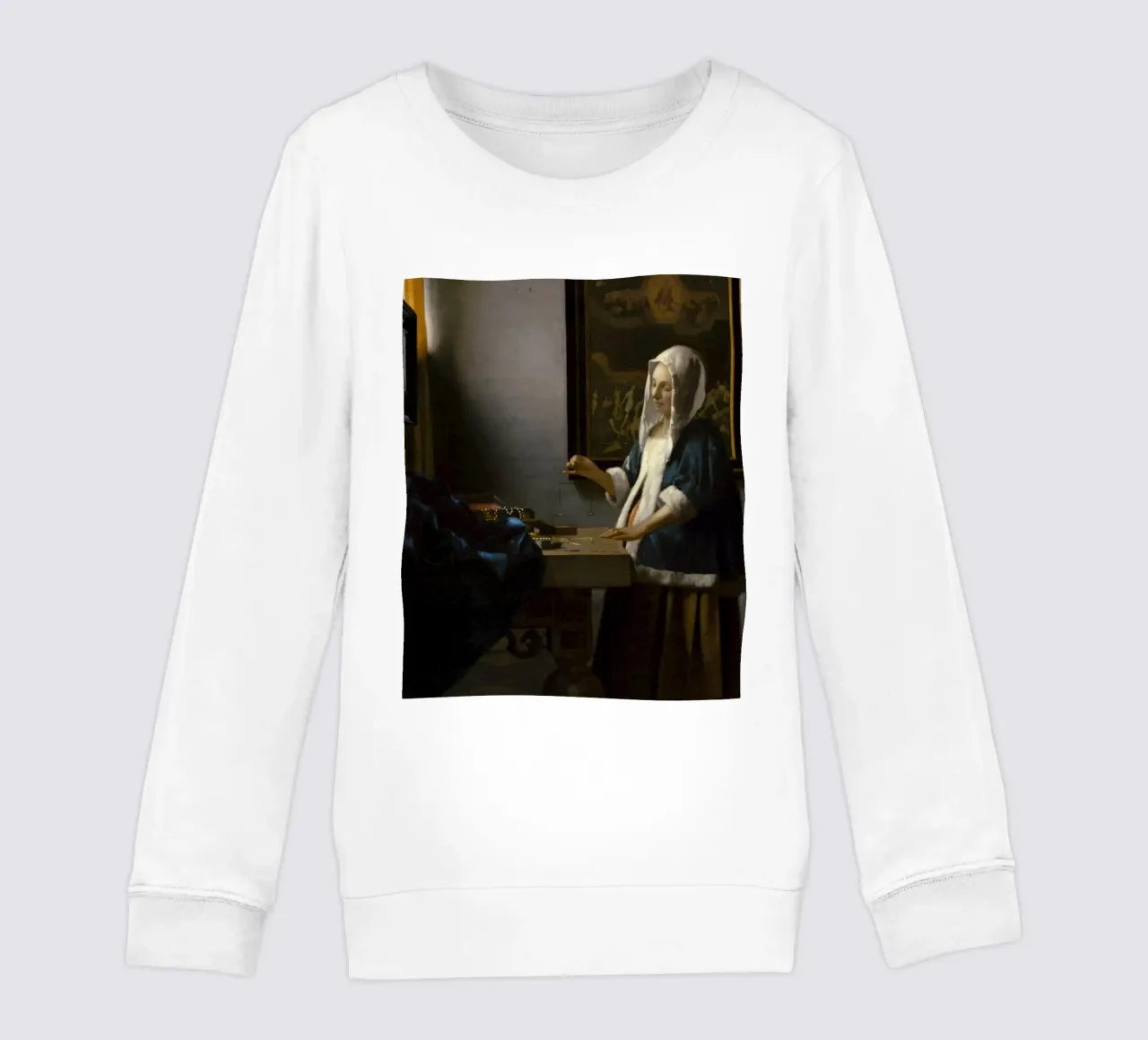 Johannes Vermeer - Mujer sosteniendo una balanza sudadera para niño de William Store