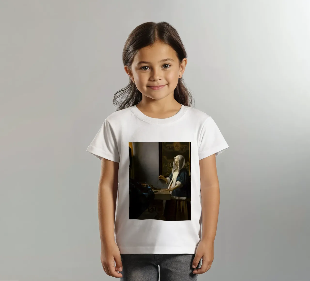 Johannes Vermeer - Woman Holding a Balance kids t-shirt by William Store