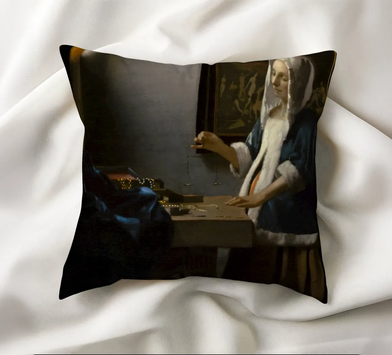 Johannes Vermeer - Donna in equilibrio cuscino da William Store