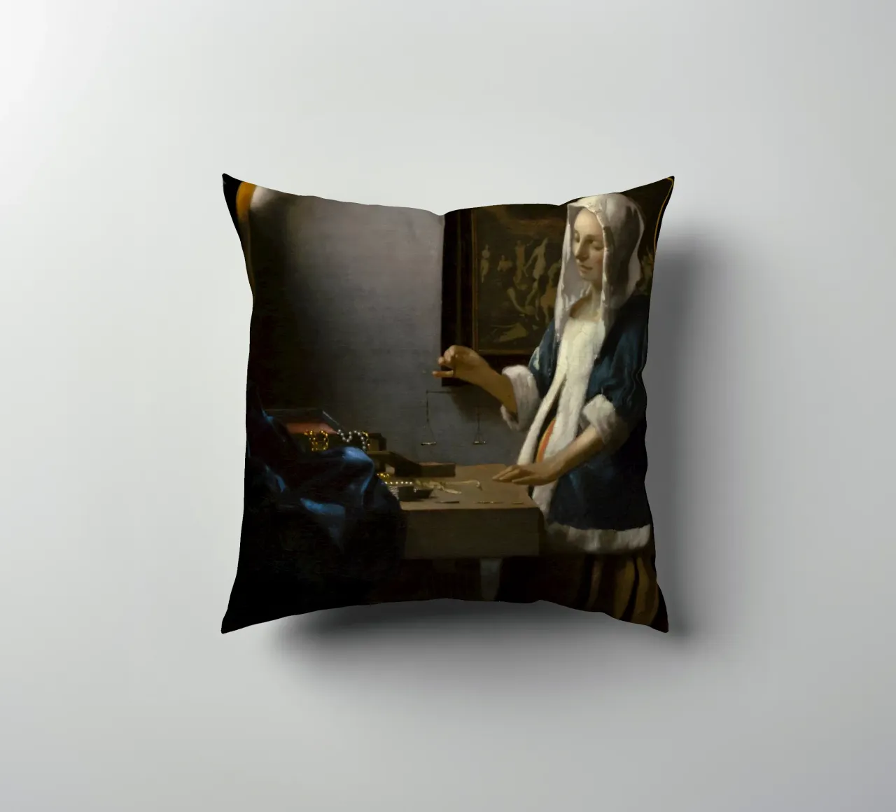 Johannes Vermeer - Donna in equilibrio cuscino da William Store