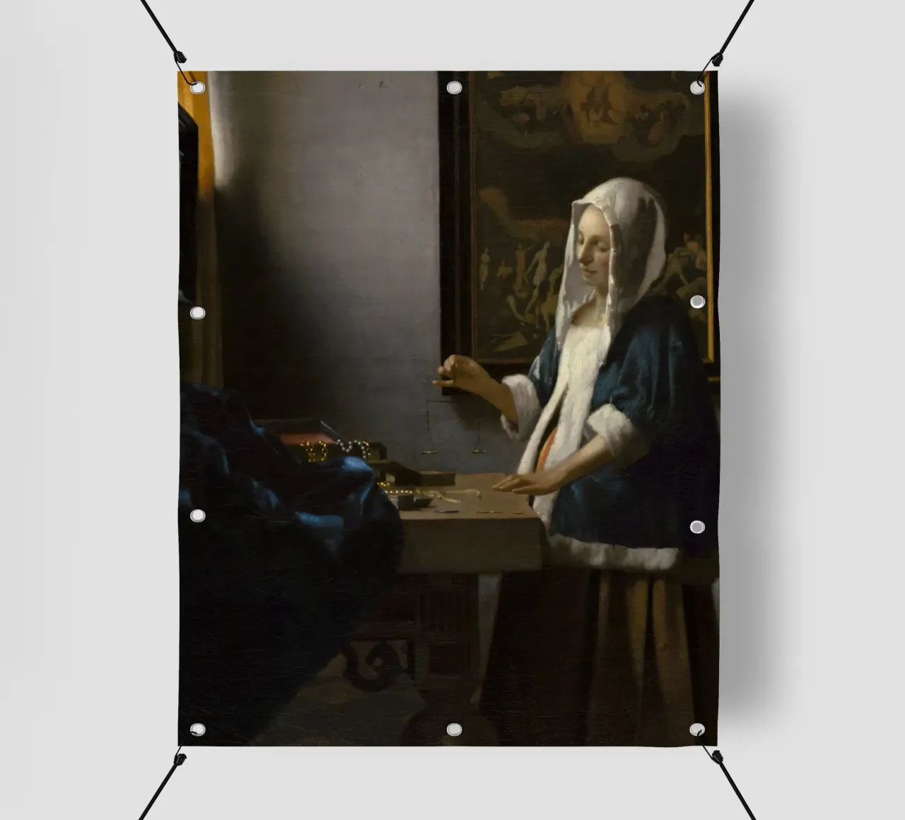 Johannes Vermeer - Donna in equilibrio telo in pvc da William Store