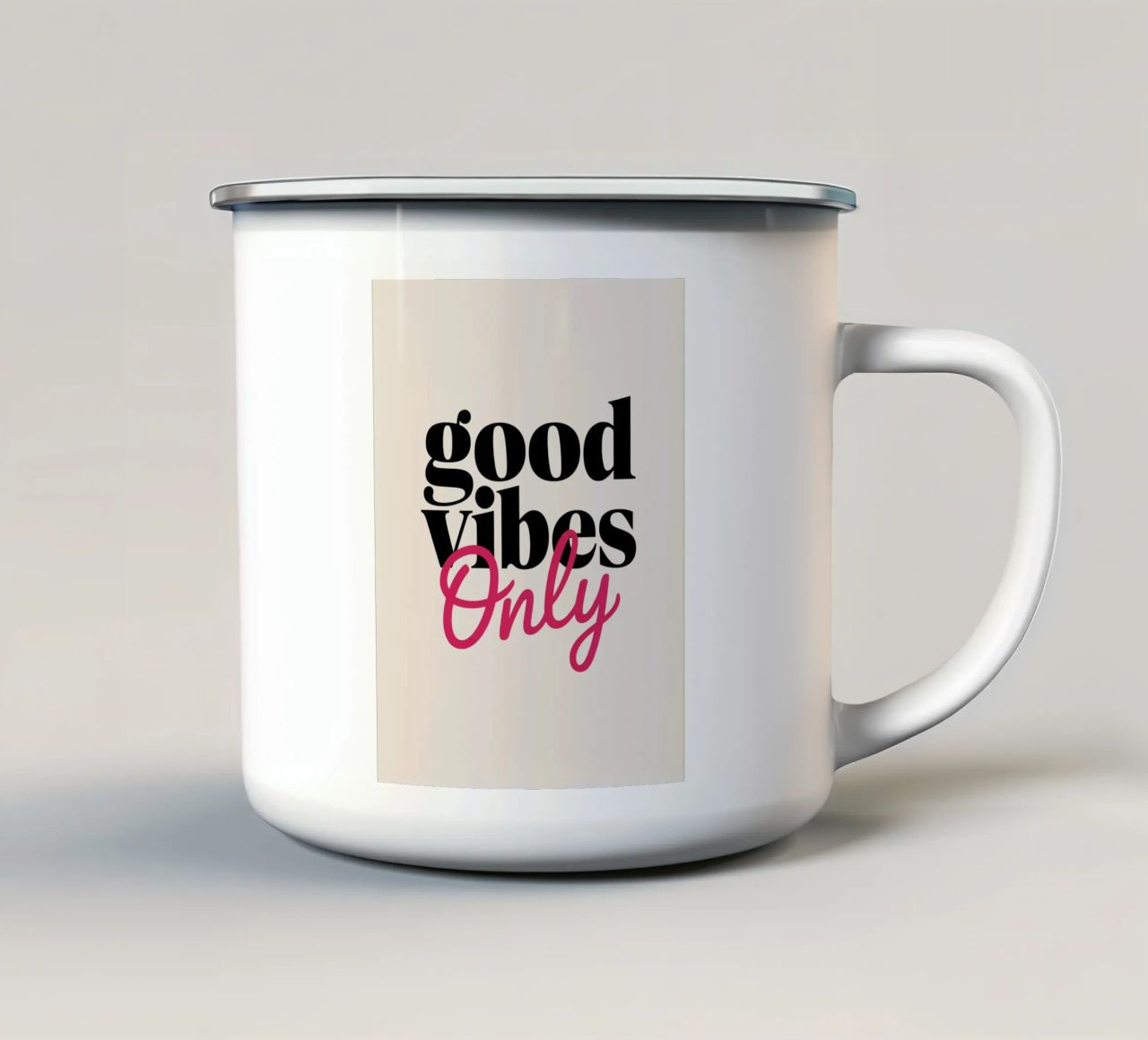SOLO BUONE VIBRAZIONI tazza in smalto da logic