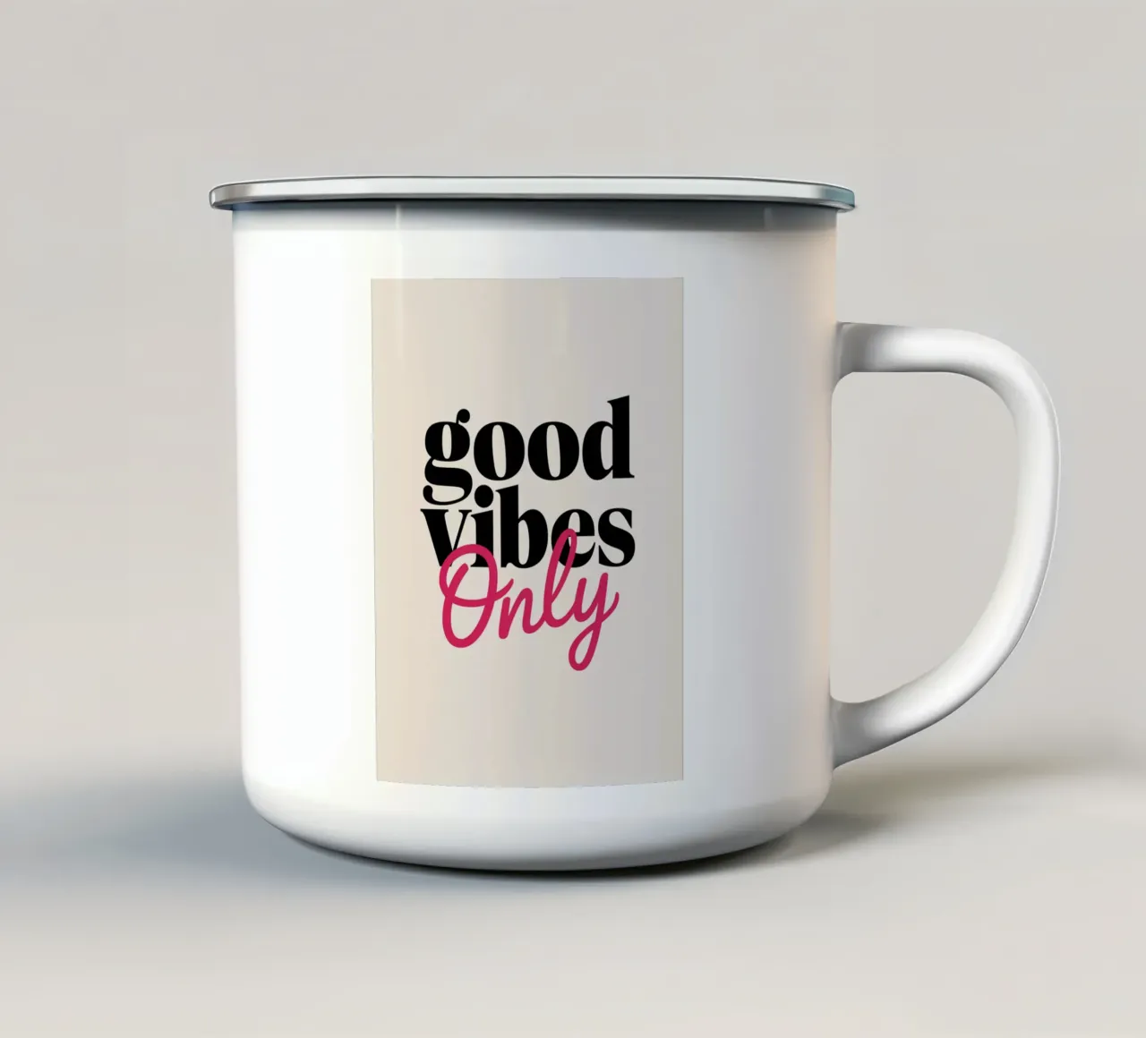 SOLO BUONE VIBRAZIONI tazza in smalto da logic