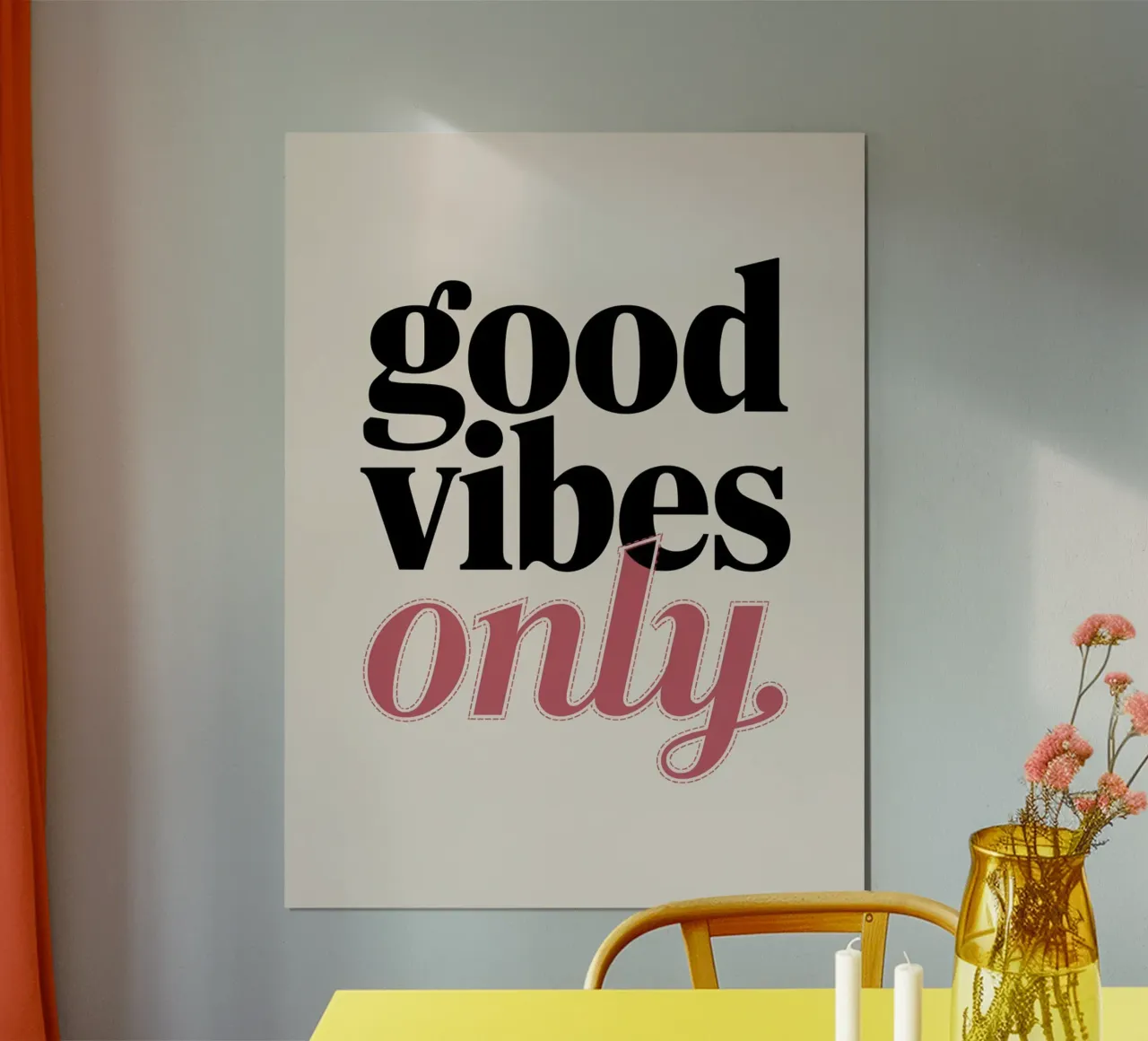 SOLO BUONE VIBRAZIONI poster con telaio in legno da logic