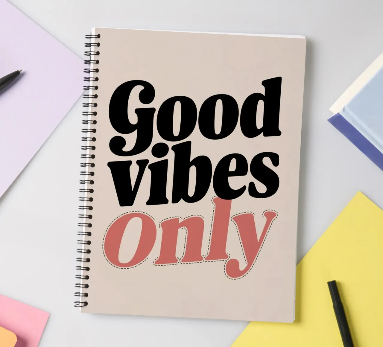 GOOD VIBES ONLY spiral notebook by logic