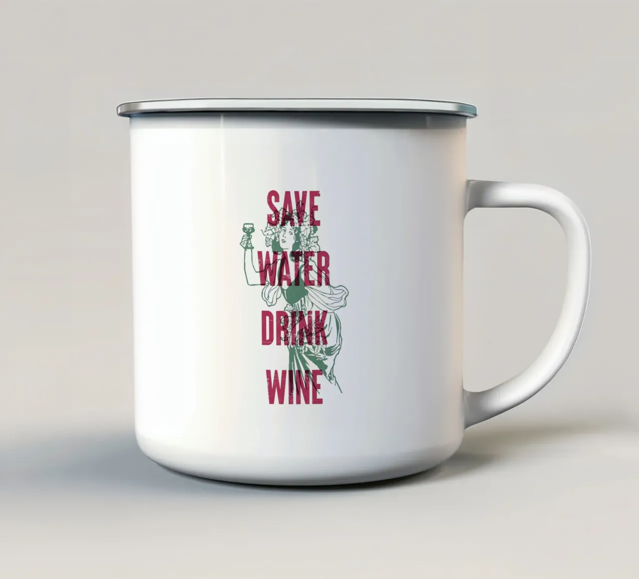 Risparmiare acqua bere vino tazza in smalto da Vintagrafica