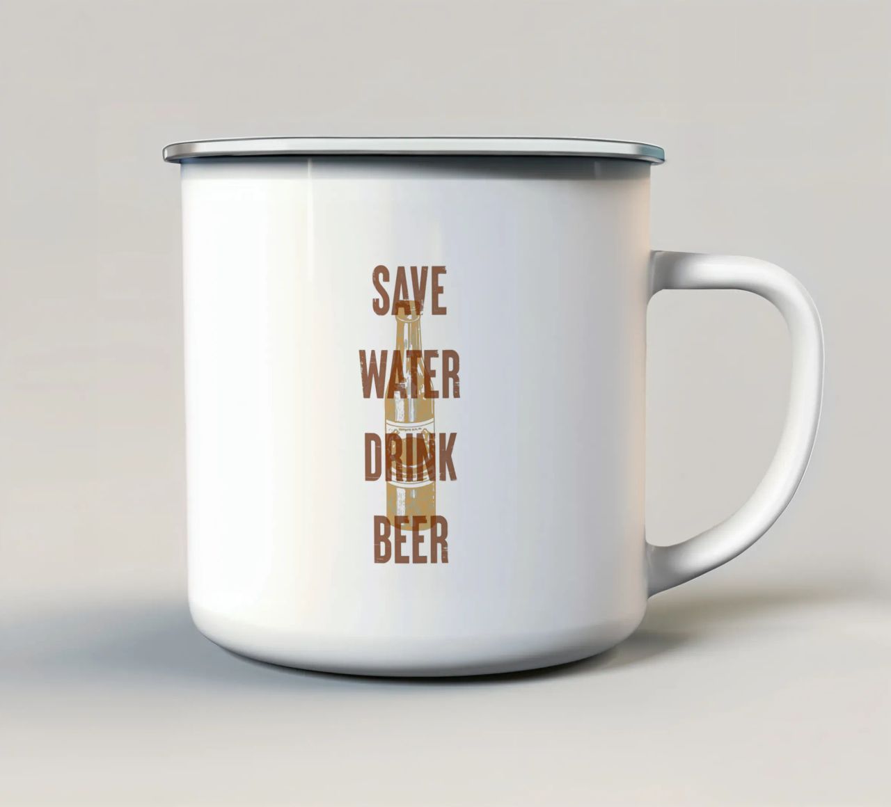 Risparmiare acqua bere birra tazza in smalto da Vintagrafica