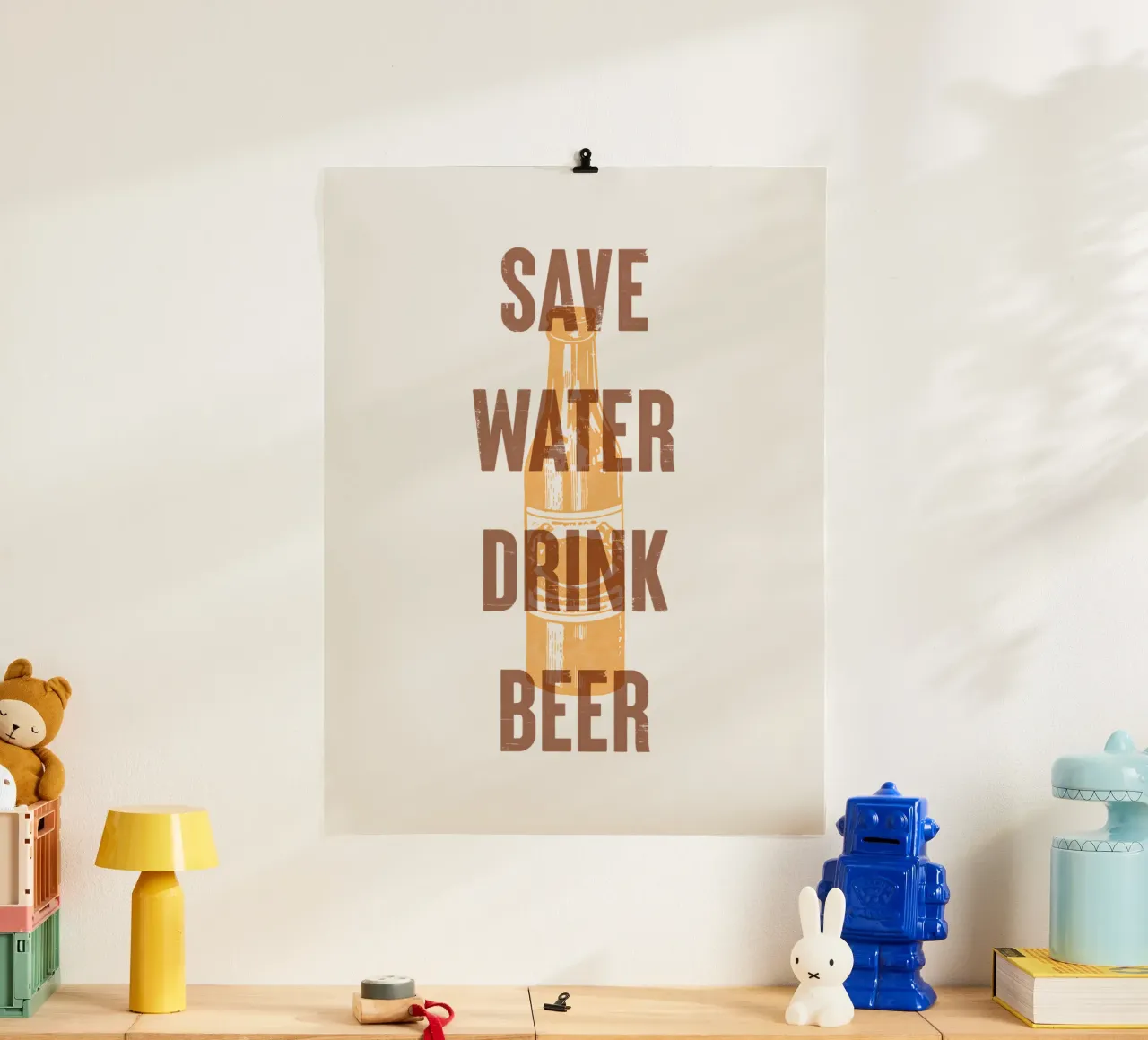 Save Water Drink Beer poster by Vintagrafica